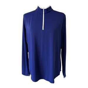G Lifestyle Blue Long Sleeve 1/4 Zip Performance Golf Tennis Shirt Women's XL